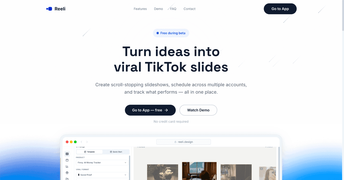 Reeli - AI TikTok Slideshow Generator